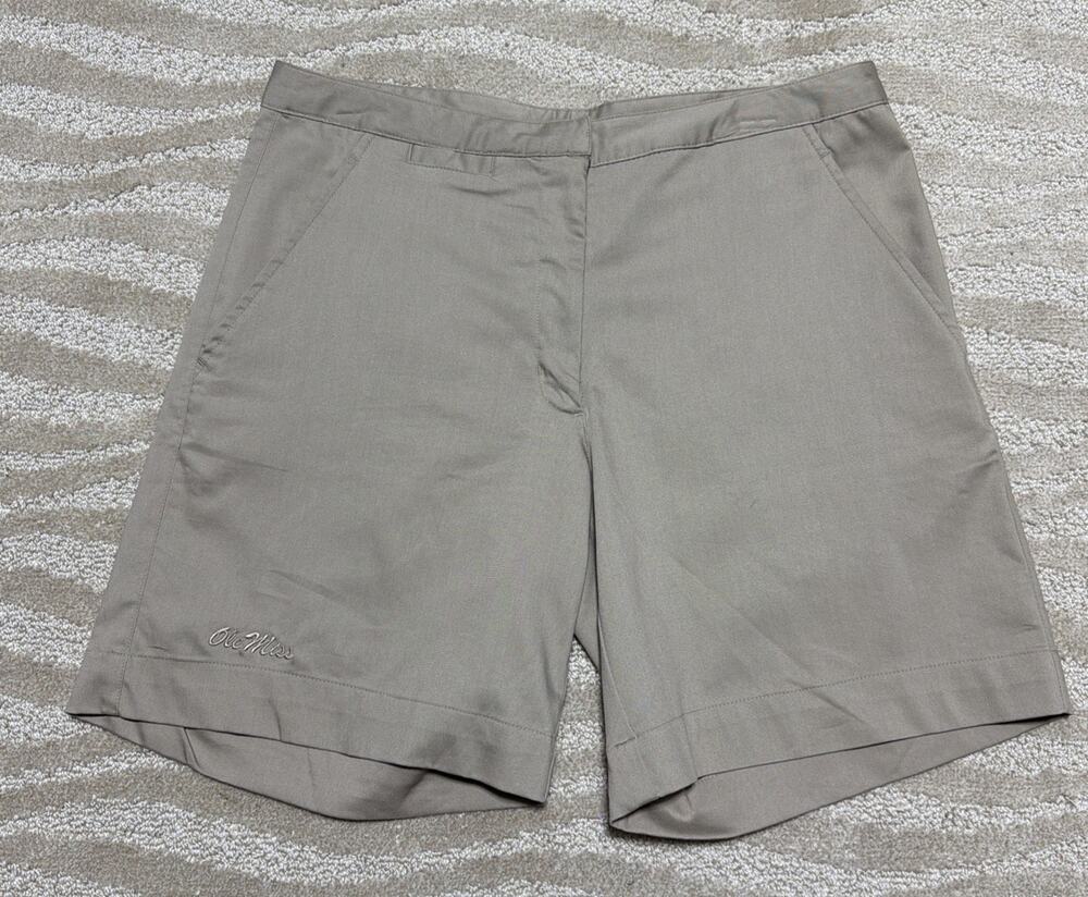 Ole Miss Rebels Nike NCAA Team Shorts Womens 10 Beige Flat Front Chino EUC